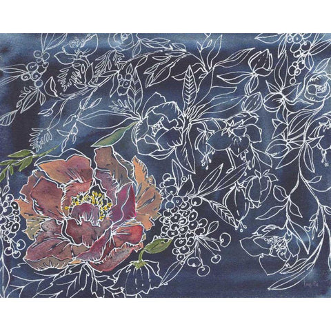 Garden at Dusk Gold Ornate Wood Framed Art Print with Double Matting by Rice, Kristy