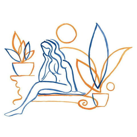 She is Thinking Gold Ornate Wood Framed Art Print with Double Matting by Schlabach, Sue