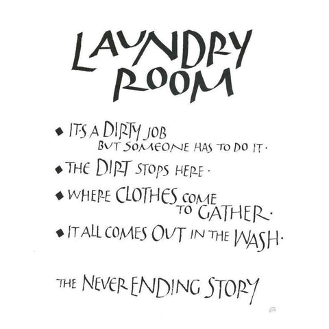 Laundry Room Sayings White Gold Ornate Wood Framed Art Print with Double Matting by Paschke, Chris