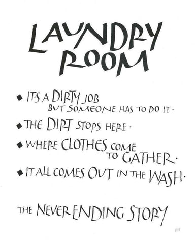 Laundry Room Sayings White Black Ornate Wood Framed Art Print with Double Matting by Paschke, Chris
