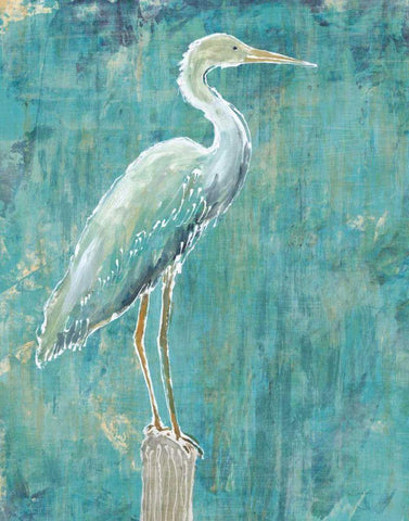 Coastal Egret I Dark Black Ornate Wood Framed Art Print with Double Matting by Schlabach, Sue