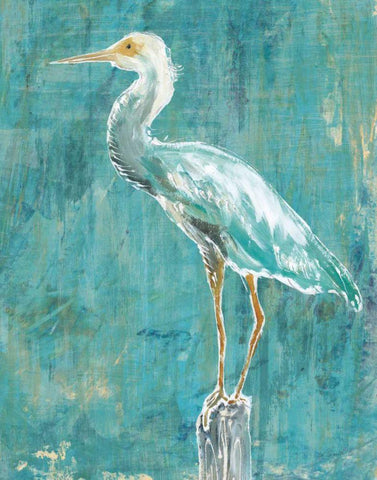 Coastal Egret II Dark White Modern Wood Framed Art Print with Double Matting by Schlabach, Sue