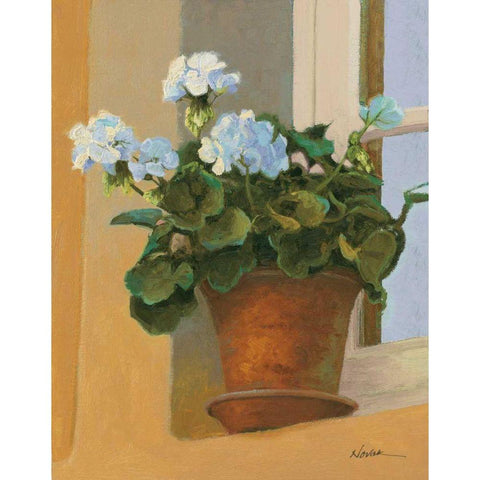 Creancey Geraniums I Gold Ornate Wood Framed Art Print with Double Matting by Novak, Shirley
