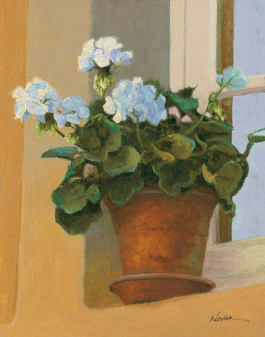 Creancey Geraniums I Black Ornate Wood Framed Art Print with Double Matting by Novak, Shirley