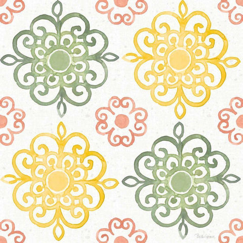 Citrus Charm Pattern IIA Black Ornate Wood Framed Art Print with Double Matting by Grove, Beth