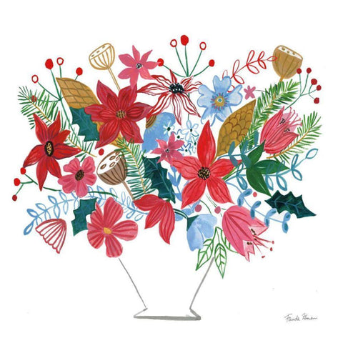 Holiday Bouquet I White Modern Wood Framed Art Print by Zaman, Farida