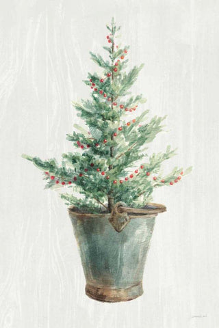 White and Bright Christmas Tree I White Modern Wood Framed Art Print with Double Matting by Nai, Danhui