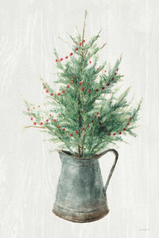 White and Bright Christmas Tree II Black Ornate Wood Framed Art Print with Double Matting by Nai, Danhui