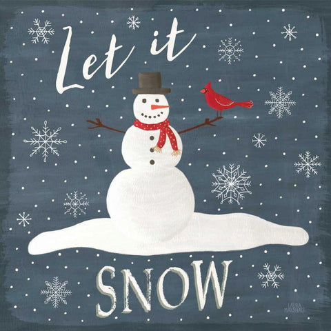 Christmas Cheer IV Let it Snow Gold Ornate Wood Framed Art Print with Double Matting by Marshall, Laura