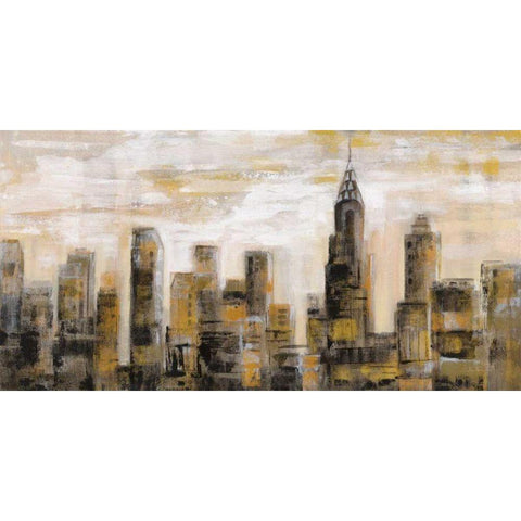 Manhattan Skyline Gold Ornate Wood Framed Art Print with Double Matting by Vassileva, Silvia