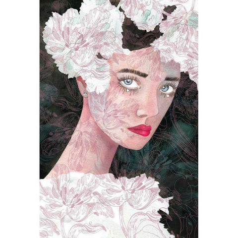 Floral Duchess Gold Ornate Wood Framed Art Print with Double Matting by Charro, Mercedes Lopez
