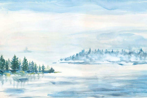 Lake Fog Black Ornate Wood Framed Art Print with Double Matting by Schlabach, Sue