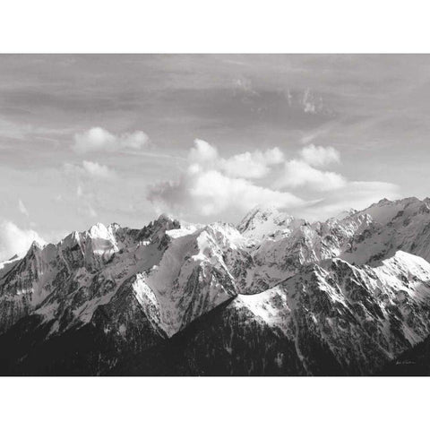 Snowcapped Mountains BW Crop Gold Ornate Wood Framed Art Print with Double Matting by Eichman, Andre