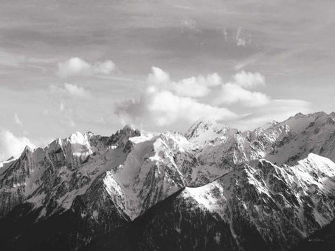 Snowcapped Mountains BW Crop Black Ornate Wood Framed Art Print with Double Matting by Eichman, Andre