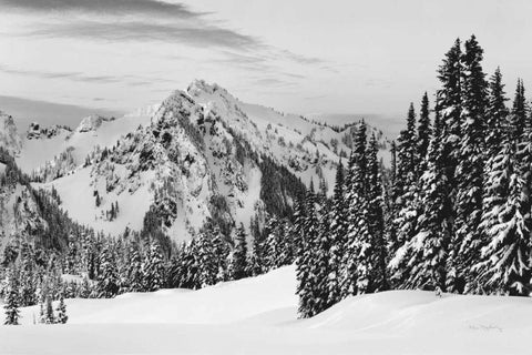 Tatoosh Range BW Black Ornate Wood Framed Art Print with Double Matting by Majchrowicz, Alan