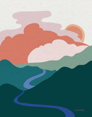 Hills and Valleys I Light White Modern Wood Framed Art Print with Double Matting by Miller, Sara Zieve