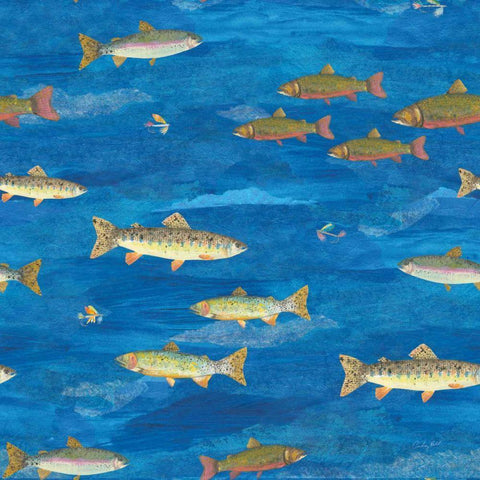 Angling in The Stream Pattern I Gold Ornate Wood Framed Art Print with Double Matting by Prahl, Courtney