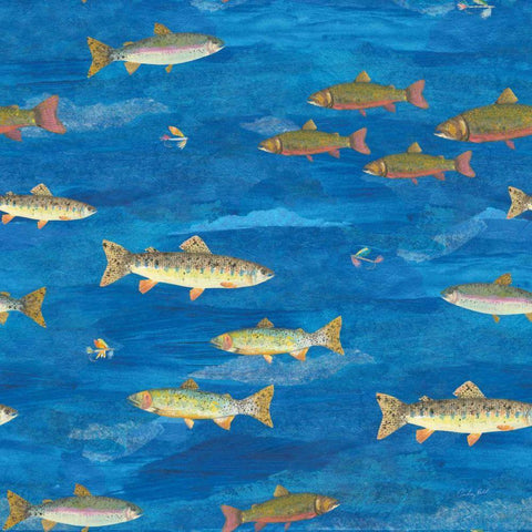 Angling in The Stream Pattern I Black Ornate Wood Framed Art Print with Double Matting by Prahl, Courtney