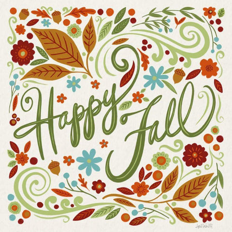 Happy Fall I Gold Ornate Wood Framed Art Print with Double Matting by Tavoletti, Anne