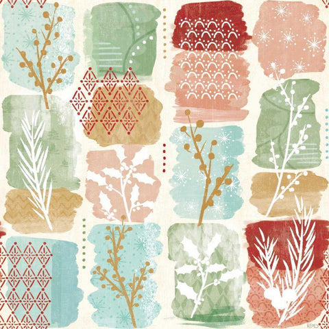 Holiday Flair Pattern III Black Ornate Wood Framed Art Print with Double Matting by Charron, Veronique