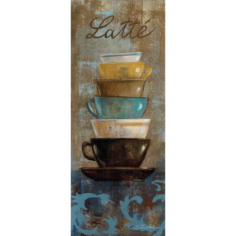 Antique Coffee Cups II Black Modern Wood Framed Art Print with Double Matting by Vassileva, Silvia