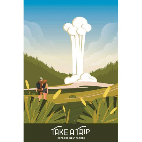 Take a Trip Gold Ornate Wood Framed Art Print with Double Matting by Escalante, Omar