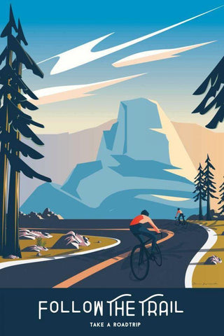 Follow the Trail White Modern Wood Framed Art Print with Double Matting by Escalante, Omar