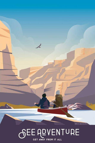 See Adventure Black Ornate Wood Framed Art Print with Double Matting by Escalante, Omar