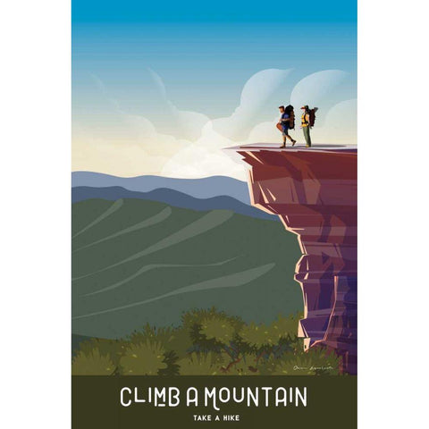 Climb a Mountain Gold Ornate Wood Framed Art Print with Double Matting by Escalante, Omar