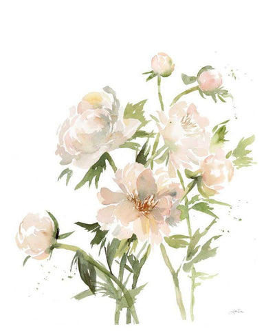 Peonies II Black Ornate Wood Framed Art Print with Double Matting by Pete, Katrina