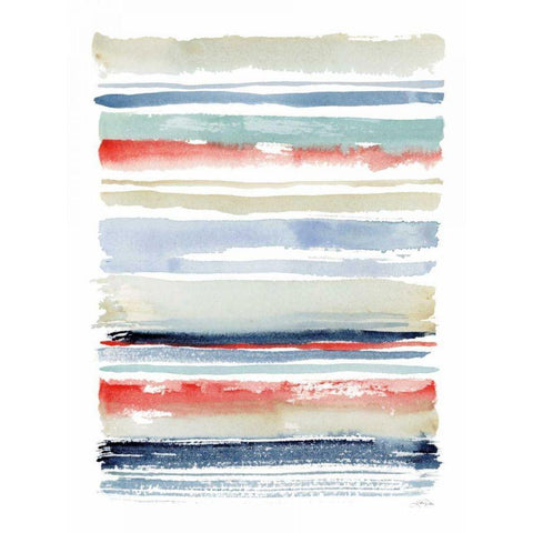 Nautical Stripes White Modern Wood Framed Art Print by Pete, Katrina