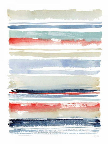 Nautical Stripes Black Ornate Wood Framed Art Print with Double Matting by Pete, Katrina