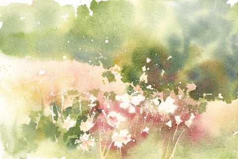 Floral Field White Modern Wood Framed Art Print with Double Matting by Pete, Katrina