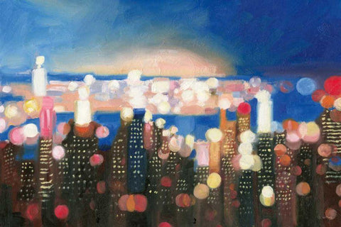 City Lights White Modern Wood Framed Art Print with Double Matting by Wiens, James