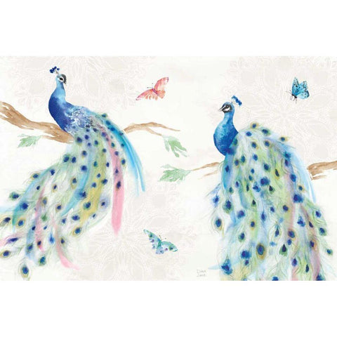 Peacock Glory I Gold Ornate Wood Framed Art Print with Double Matting by June, Dina