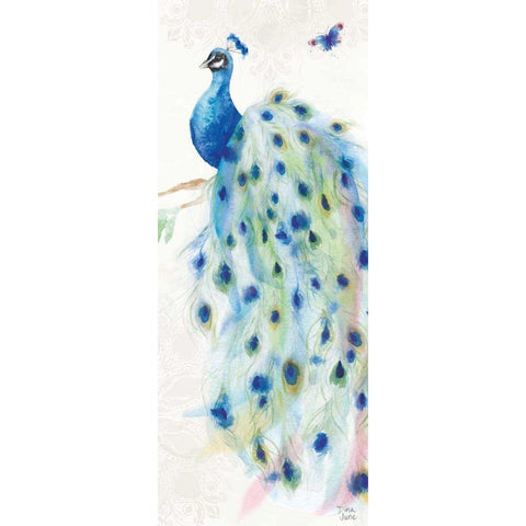 Peacock Glory III Gold Ornate Wood Framed Art Print with Double Matting by June, Dina