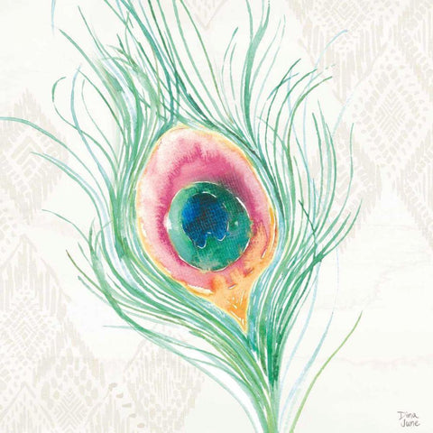 Peacock Glory VII Black Modern Wood Framed Art Print by June, Dina