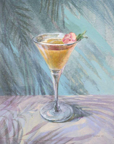 Happy Hour I White Modern Wood Framed Art Print with Double Matting by Nai, Danhui