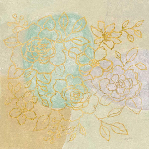 Mid Mod Sophisticated Floral I Gold Ornate Wood Framed Art Print with Double Matting by Vassileva, Silvia