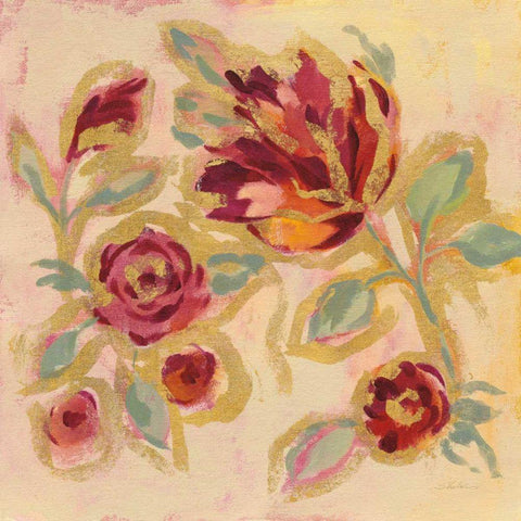 Gilded Loose Floral II Gold Ornate Wood Framed Art Print with Double Matting by Vassileva, Silvia