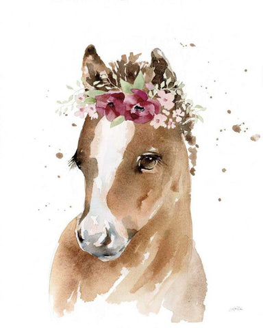 Floral Pony Black Ornate Wood Framed Art Print with Double Matting by Pete, Katrina