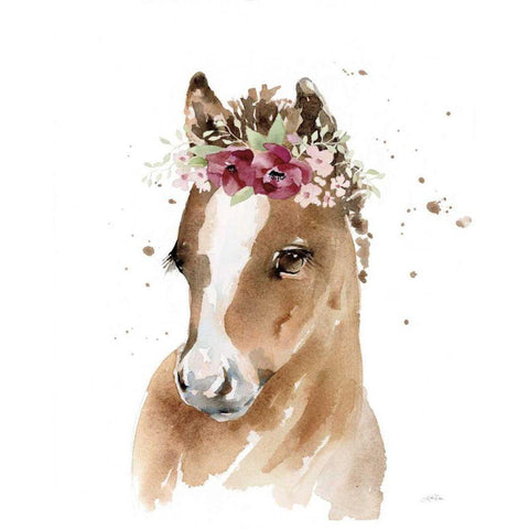 Floral Pony Gold Ornate Wood Framed Art Print with Double Matting by Pete, Katrina