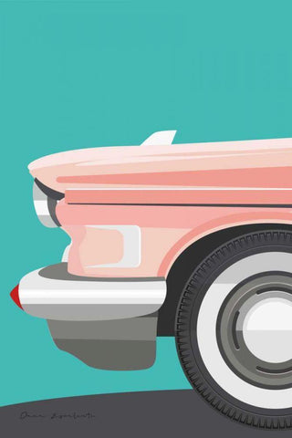 Vintage Car III White Modern Wood Framed Art Print with Double Matting by Escalante, Omar