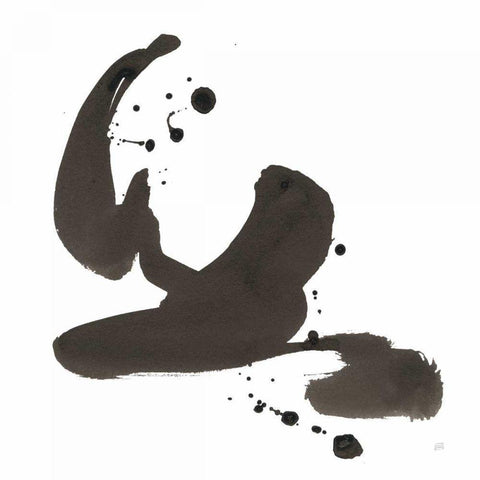 Ink Drops I Black Modern Wood Framed Art Print by Paschke, Chris