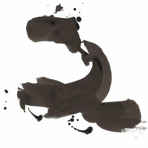 Ink Drops II Black Modern Wood Framed Art Print by Paschke, Chris