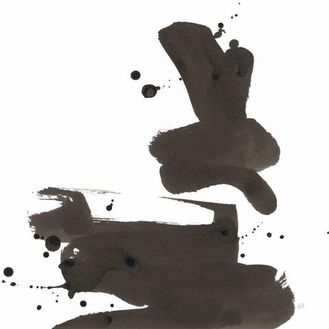 Ink Drops III Black Modern Wood Framed Art Print with Double Matting by Paschke, Chris