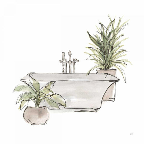 Neutral Tub II White Modern Wood Framed Art Print with Double Matting by Paschke, Chris