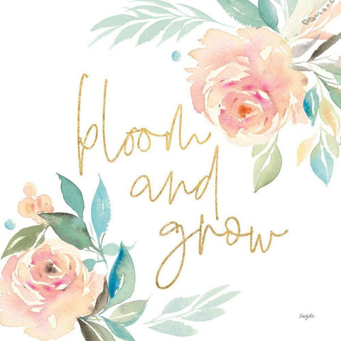 Watercolor Blossom V White Modern Wood Framed Art Print by Rice, Kristy