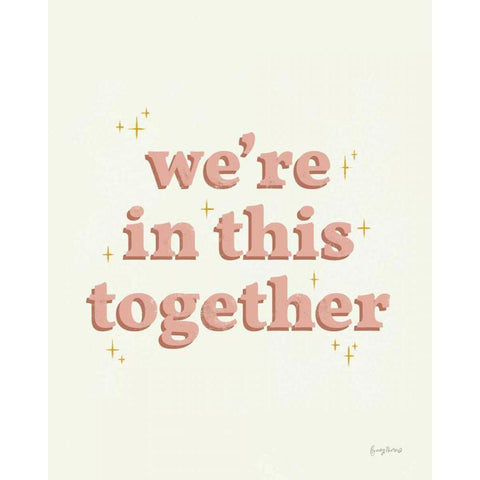In This Together Dusty Rose Black Modern Wood Framed Art Print by Thorns, Becky