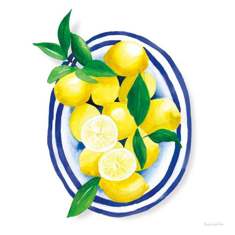 Spanish Lemons I Black Ornate Wood Framed Art Print with Double Matting by Charro, Mercedes Lopez